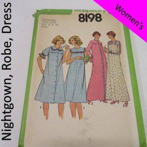 simplicity 8198 sewing pattern nightgown, robe UNCUT